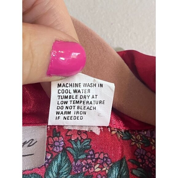 Kathryn Satin Floral Nightgown L Pink Paisley Vtg Boho Western Retro 80s - Picture 15 of 16